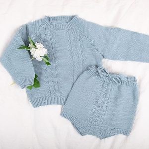 Bluum strikkegenser og bloomer - Hardanger i Pure Eco Baby Wool