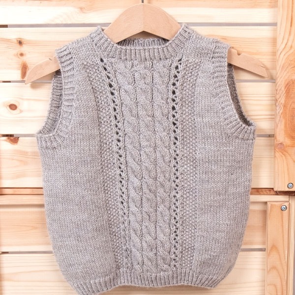 Strikkevest Flette - garnpakke i Bluum Pure Eco Wool