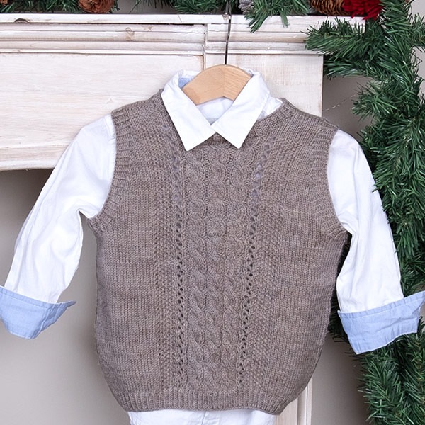 Strikkevest Flette - garnpakke i Bluum Pure Eco Wool